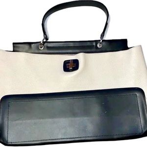 GIANNI CHIARINI Black & Cream Leather Tote